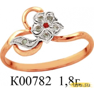 Золотое кольцо 585 пробы с фианитом, К00782