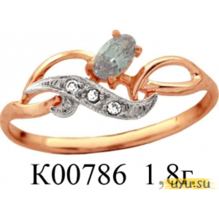 Золотое кольцо 585 пробы с фианитом, К00786