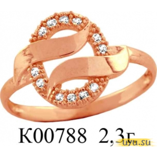 Золотое кольцо 585 пробы с фианитом, К00788