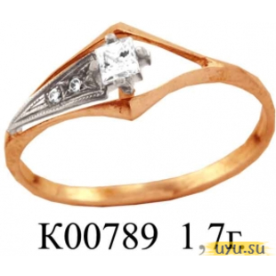 Золотое кольцо 585 пробы с фианитом, К00789
