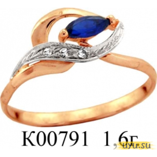 Золотое кольцо 585 пробы с фианитом, К00791