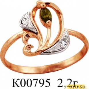 Золотое кольцо 585 пробы с фианитом, К00795