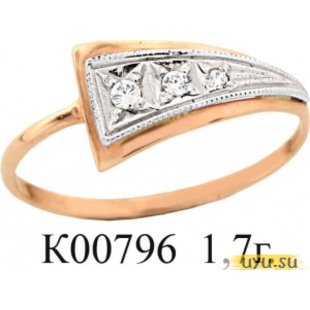 Золотое кольцо 585 пробы с фианитом, К00796