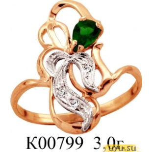 Золотое кольцо 585 пробы с фианитом, К00799