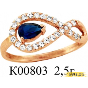 Золотое кольцо 585 пробы с фианитом, К00803