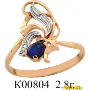 Золотое кольцо 585 пробы с фианитом, К00804