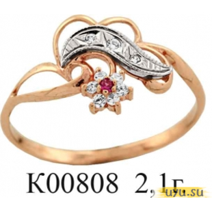 Золотое кольцо 585 пробы с фианитом, К00808