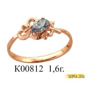Золотое кольцо 585 пробы с фианитом, К00812