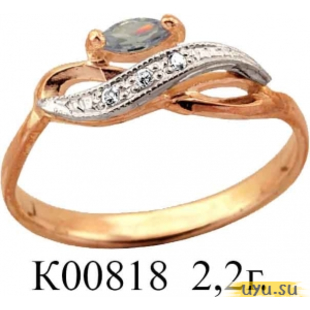 Золотое кольцо 585 пробы с фианитом, К00818