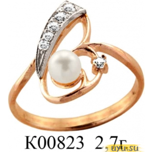 Золотое кольцо 585 пробы с фианитом, К00823