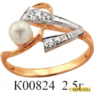 Золотое кольцо 585 пробы с фианитом, К00824
