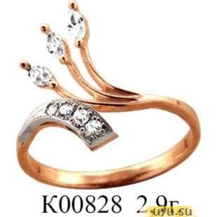Золотое кольцо 585 пробы с фианитом, К00828