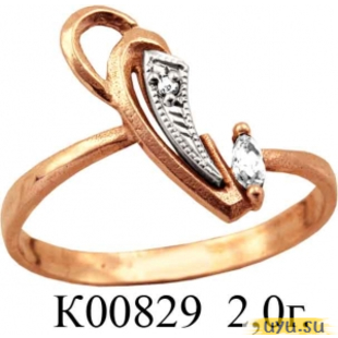 Золотое кольцо 585 пробы с фианитом, К00829