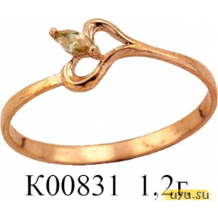 Золотое кольцо 585 пробы с фианитом, К00831