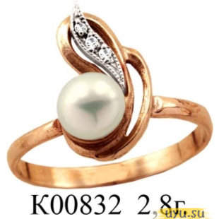 Золотое кольцо 585 пробы с фианитом, К00832