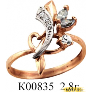 Золотое кольцо 585 пробы с фианитом, К00835