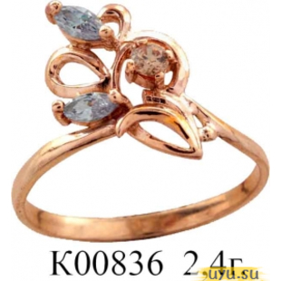 Золотое кольцо 585 пробы с фианитом, К00836