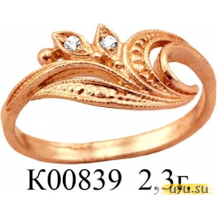 Золотое кольцо 585 пробы с фианитом, К00839