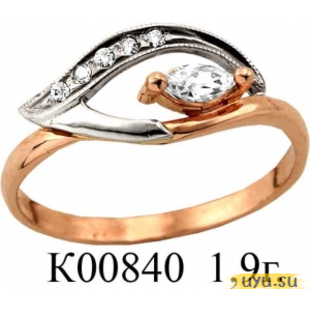Золотое кольцо 585 пробы с фианитом, К00840