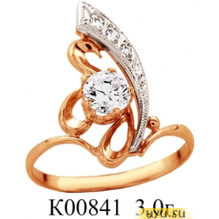 Золотое кольцо 585 пробы с фианитом, К00841