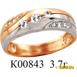 Золотое кольцо 585 пробы с фианитом, К00843