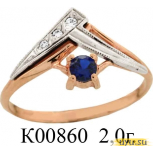 Золотое кольцо 585 пробы с фианитом, К00860