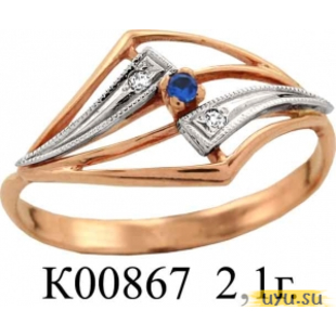 Золотое кольцо 585 пробы с фианитом, К00867