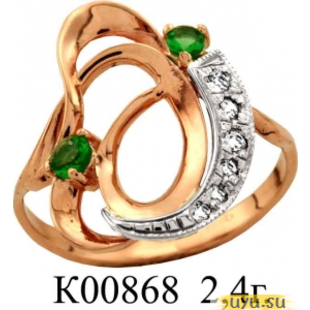 Золотое кольцо 585 пробы с фианитом, К00868
