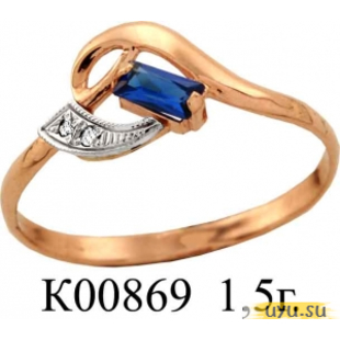 Золотое кольцо 585 пробы с фианитом, К00869