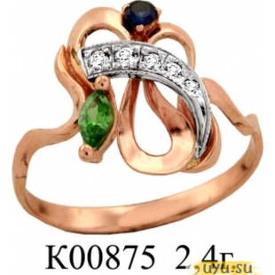 Золотое кольцо 585 пробы с фианитом, К00875