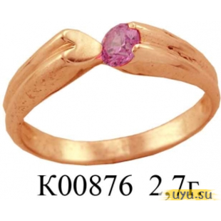 Золотое кольцо 585 пробы с фианитом, К00876