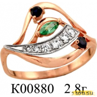 Золотое кольцо 585 пробы с фианитом, К00880