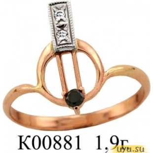 Золотое кольцо 585 пробы с фианитом, К00881