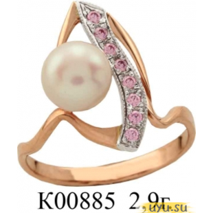 Золотое кольцо 585 пробы с фианитом, К00885