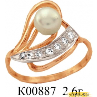 Золотое кольцо 585 пробы с фианитом, К00887