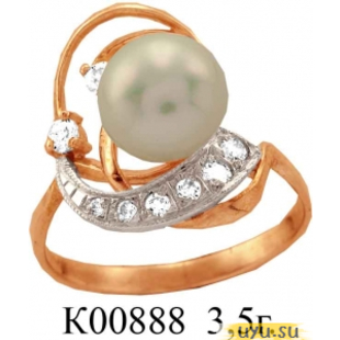 Золотое кольцо 585 пробы с фианитом, К00888