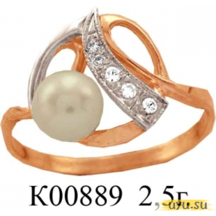 Золотое кольцо 585 пробы с фианитом, К00889
