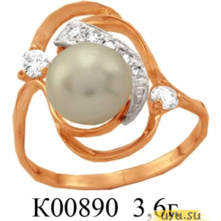 Золотое кольцо 585 пробы с фианитом, К00890