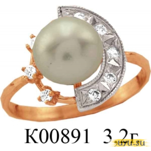 Золотое кольцо 585 пробы с фианитом, К00891
