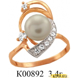 Золотое кольцо 585 пробы с фианитом, К00892