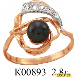 Золотое кольцо 585 пробы с фианитом, К00893