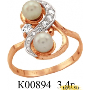 Золотое кольцо 585 пробы с фианитом, К00894
