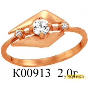 Золотое кольцо 585 пробы с фианитом, К00913
