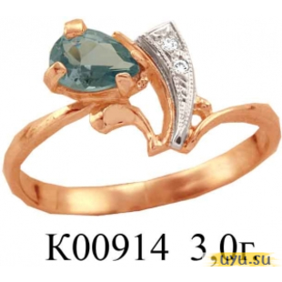 Золотое кольцо 585 пробы с фианитом, К00914