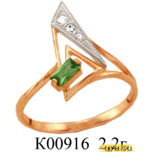 Золотое кольцо 585 пробы с фианитом, К00916