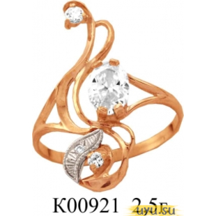 Золотое кольцо 585 пробы с фианитом, К00921