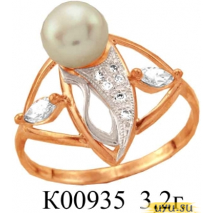 Золотое кольцо 585 пробы с фианитом, К00935