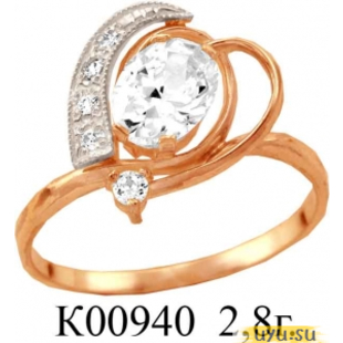 Золотое кольцо 585 пробы с фианитом, К00940