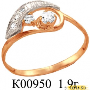 Золотое кольцо 585 пробы с фианитом, К00950