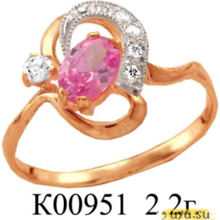 Золотое кольцо 585 пробы с фианитом, К00951